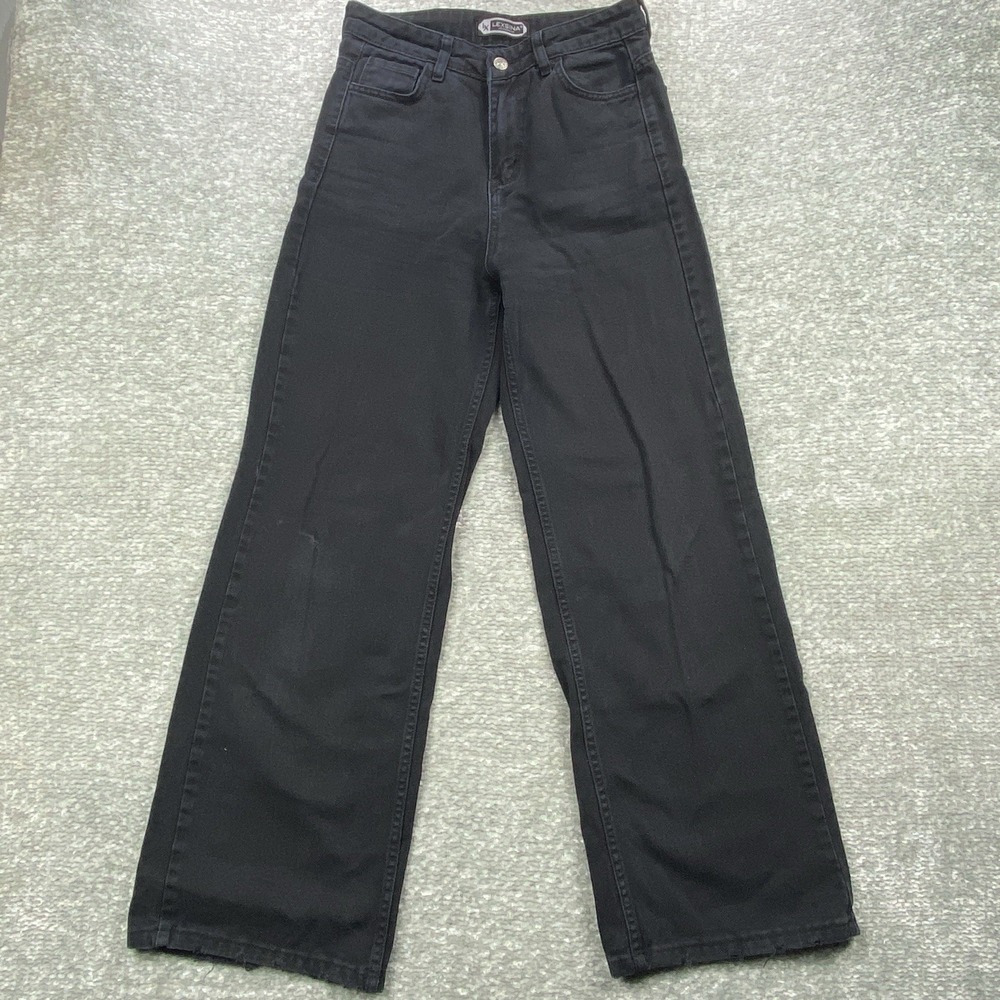 Lexsina Black Wide Leg High Rise Jeans Womens Size 26 Retro‎ Baggy Denim
